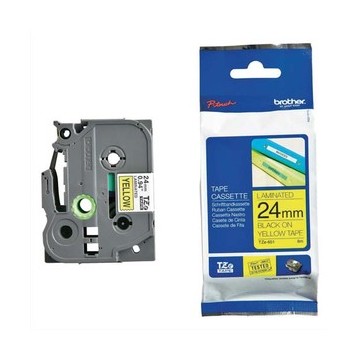 BRO RUBAN LAMI 24MMX8M NOIR/JAUNE TZE651